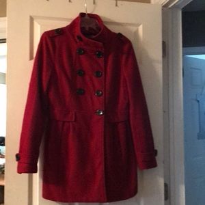 Red pea coat